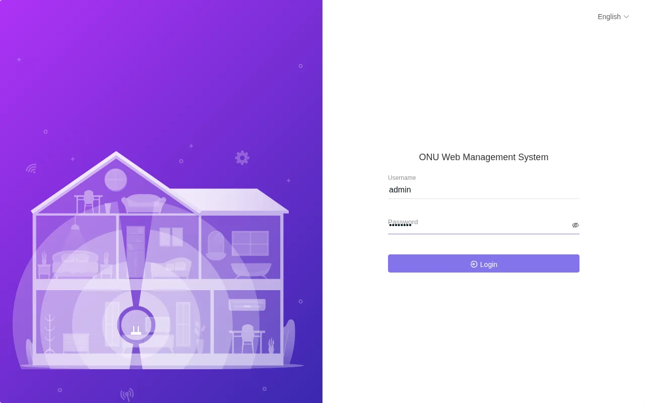 Halaman login web CDATA FD512XW: ONU Web Management System