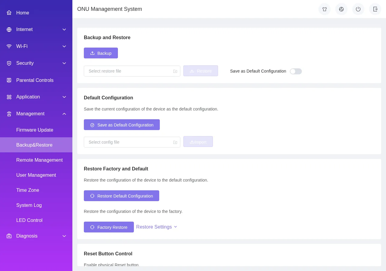 Management Backup and Restore CDATA: tombol Factory Restore