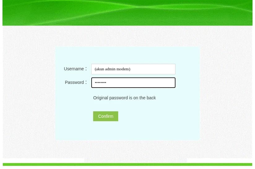 Halaman login web China Mobile GM220-S