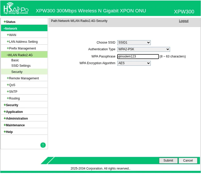Security hsairpo: SSID1 WPA2-PSK dengan AES
