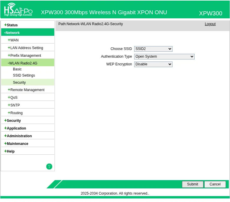 Security hsairpo: SSID2 dengan Authentication Type Open System